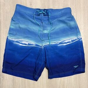 🔥BUNDLESALE Mens L Speedo Blue and White Board Shorts for Swim Performance NWOT